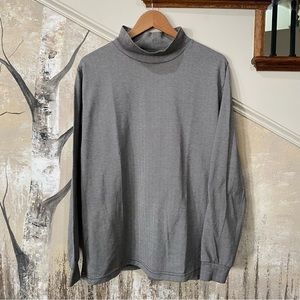 Lands’ End•Black/White Woven Chevron•Mockneck•Long‎ Sleeve•XL